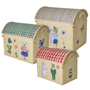 Raffia Storage Baskets with Nathalie Lété Theme - Set of 3