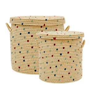 Large Round Raffia Basket- set of 2
