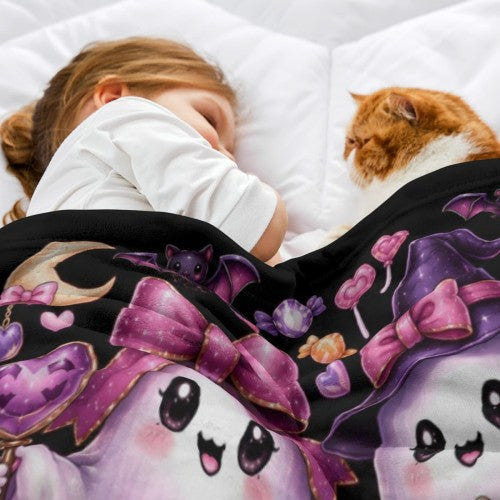 Personalized Halloween Ghost Blanket – Spooky But Sweet Custom Name Fleece Throw