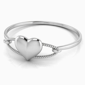 Sterling Silver Baby Cord Heart Bracelet Bangle by Krysaliis
