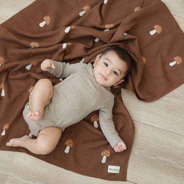 Luxury Knit Mushroom Swaddle Baby Blanket