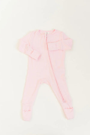 Bamboo Baby Clothes - Convertible Jumpsuit 0-3 Months - Baby Pink - MOOGCO Baby