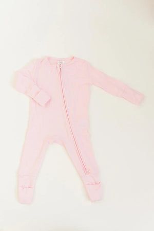 Bamboo Baby Clothes - Convertible Jumpsuit 0-3 Months - Baby Pink - MOOGCO Baby