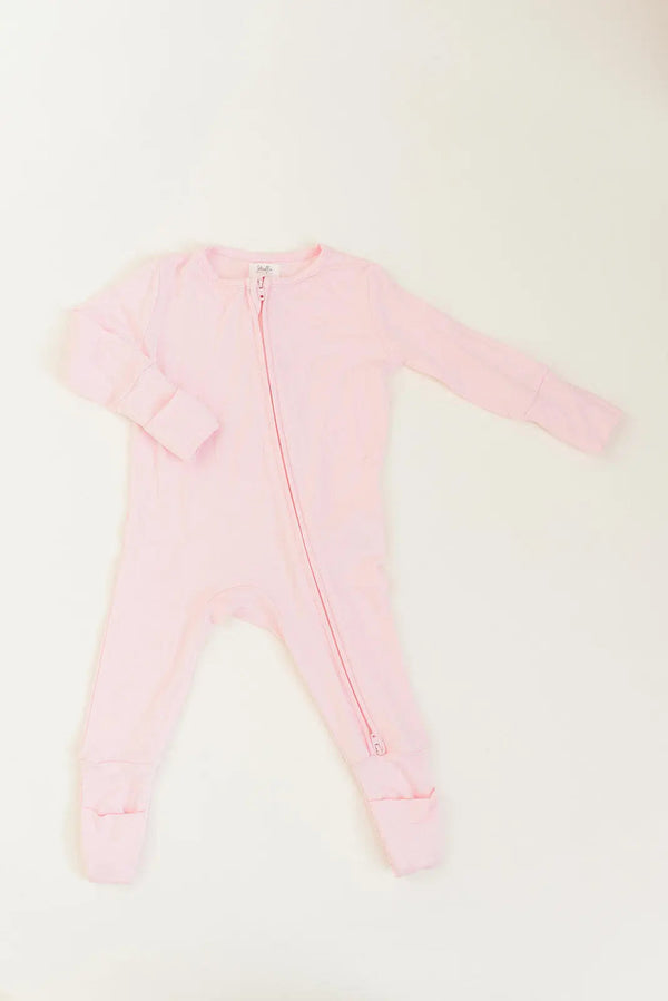 Bamboo Baby Clothes - Convertible Jumpsuit 0-3 Months - Baby Pink - MOOGCO Baby