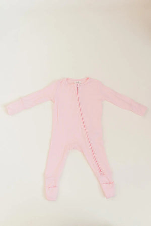 Bamboo Baby Clothes - Convertible Jumpsuit 0-3 Months - Baby Pink - MOOGCO Baby