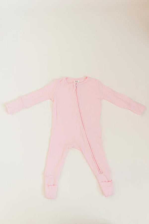 Bamboo Baby Clothes - Convertible Jumpsuit 0-3 Months - Baby Pink - MOOGCO Baby