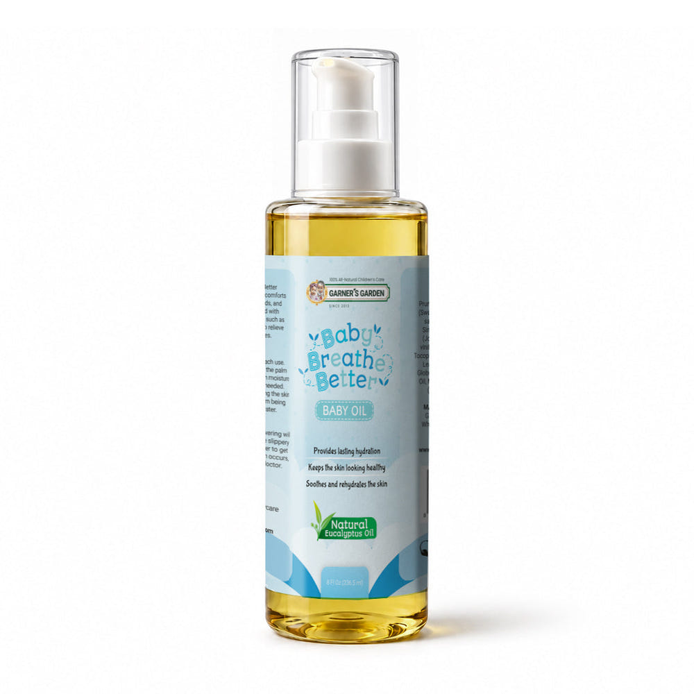 Garner's Garden Breathe Better Baby Oil eucalyptus relief for congestion