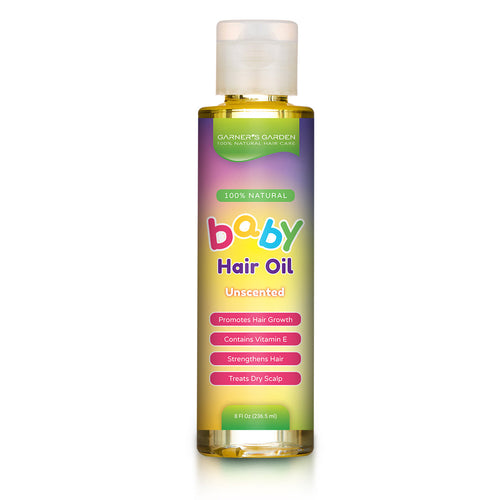 Baby hair oil in a bottle, perfect for nourishing and softening delicate baby hair.
