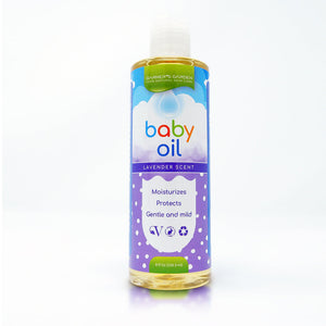 Moisturizing baby oil in a bottle, perfect for gentle skincare and hydration for your little one's delicate skin.