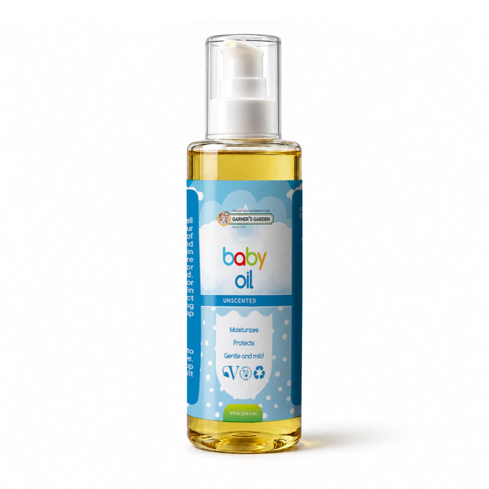 Garner's Garden Moisturizing Baby Oil 4 oz 8 oz Unscented Lavender