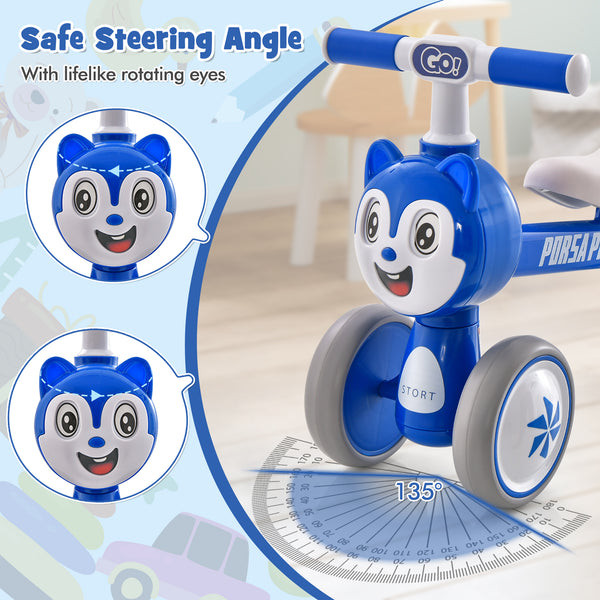Baby Balance Bike No Pedal Lightweight Infant 4 Wheels Baby Bicycle