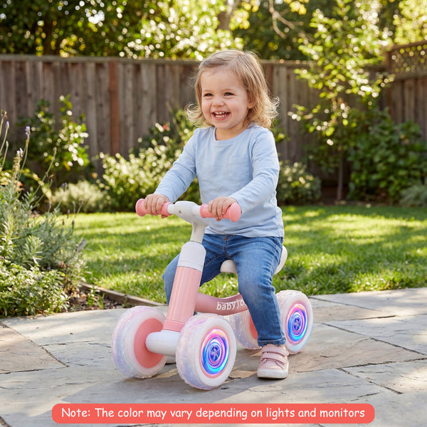 Baby Balance Bike with Adjustable Handlebar and Seat with Lighting Wheels