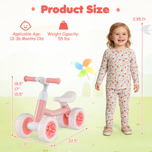 Baby Balance Bike with Adjustable Handlebar and Seat with Lighting Wheels