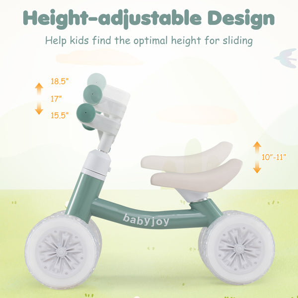 Baby Balance Bike with Adjustable Handlebar and Seat with Lighting Wheels