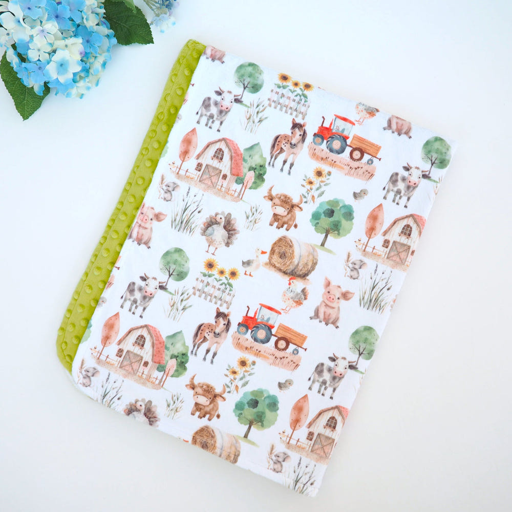 Minky Baby Blanket Farm Life