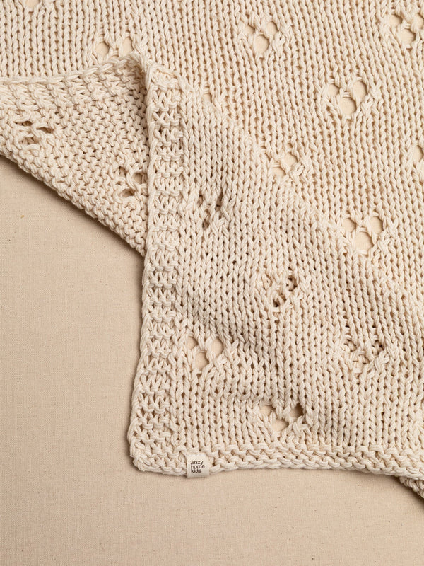 Baby Blanket Hand-Knitted Pointelle