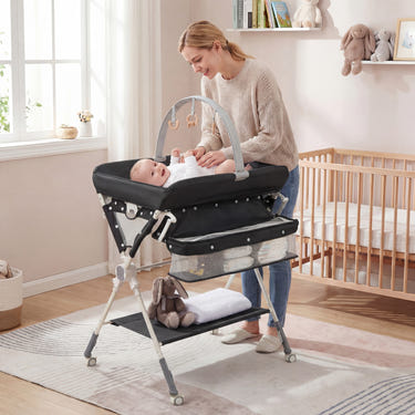 Baby Changing Table Foldable Diaper Changing Station with Storage Bag and Shelf