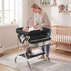 Baby Changing Table Foldable Diaper Changing Station with Storage Bag and Shelf