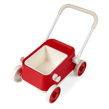 Baby Push Walker with Wheels and Foldable Handlebar and Storage Basket
