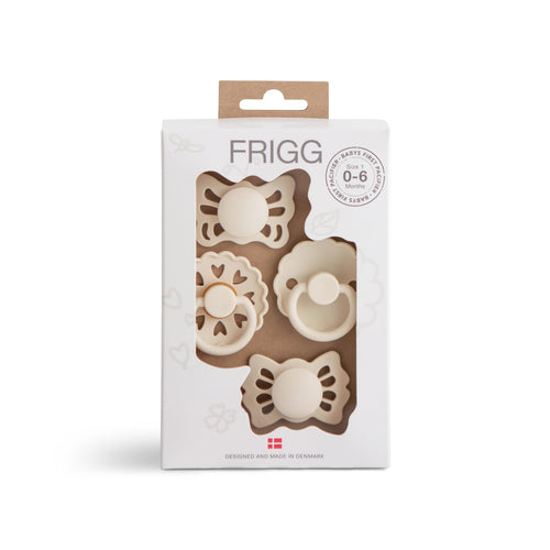 FRIGG Baby's First Pacifier Floral Heart (Cream) 4-Pack - stylish and safe pacifiers for infants.