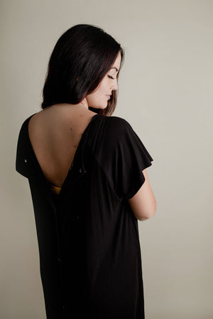 Ribbed Black Labor and Delivery Nursing Hospital Gown