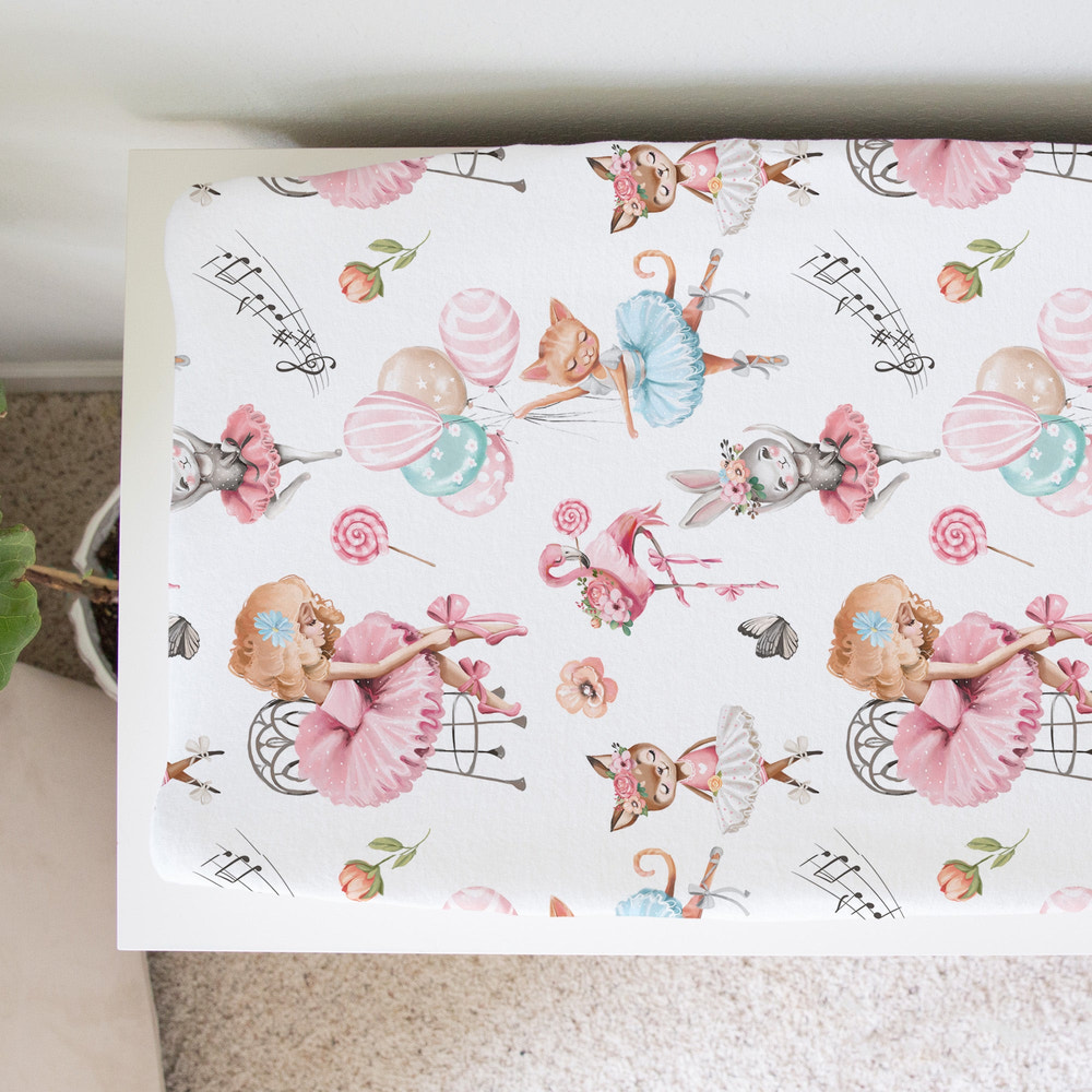 Changing Pad Cover - Ballerinas - MOOGCO Baby