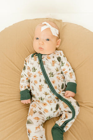 Bamboo Baby Clothes - Convertible Jumpsuit 0-3 Months - Forest