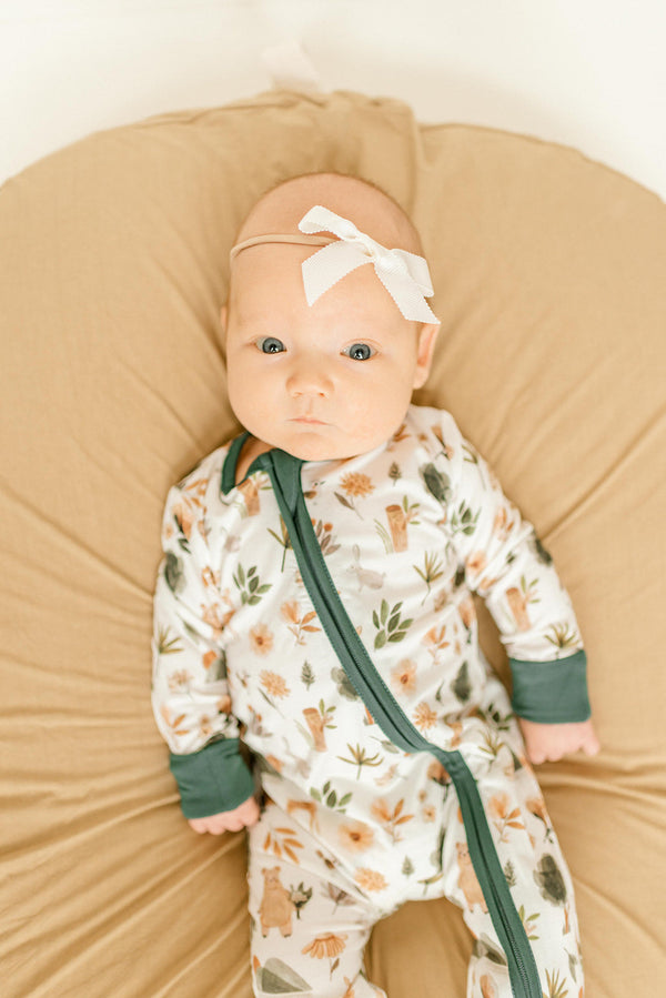 Bamboo Baby Clothes - Convertible Jumpsuit 0-3 Months - Forest