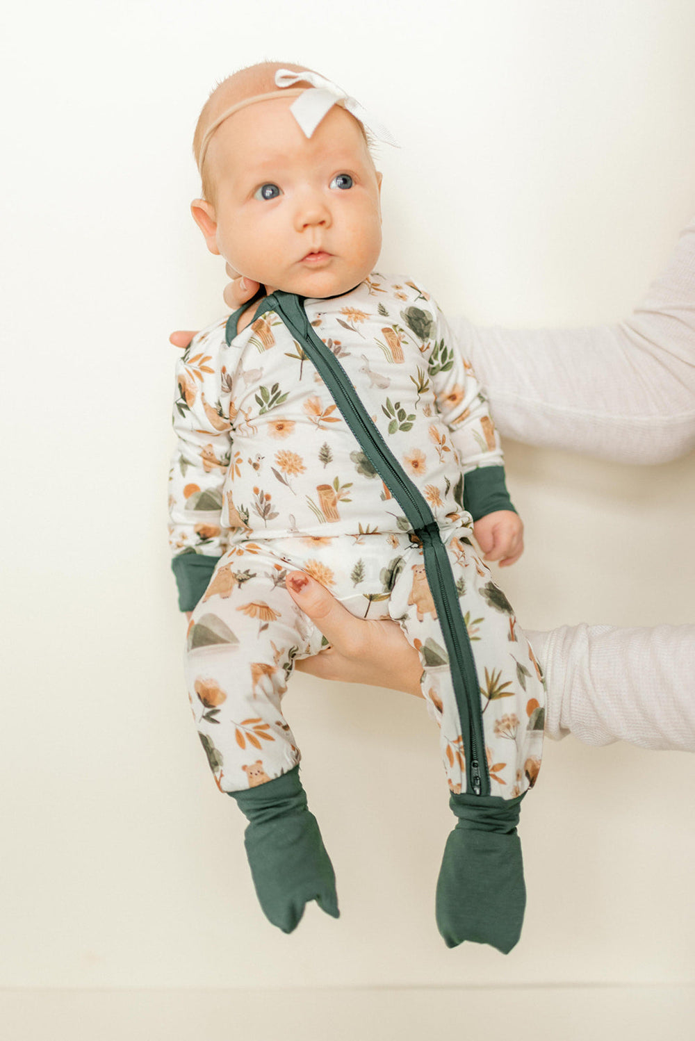 Bamboo Baby Clothes - Convertible Jumpsuit 0-3 Months - Forest