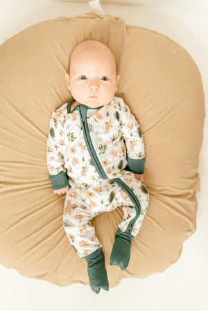 Bamboo Baby Clothes - Convertible Jumpsuit 0-3 Months - Forest