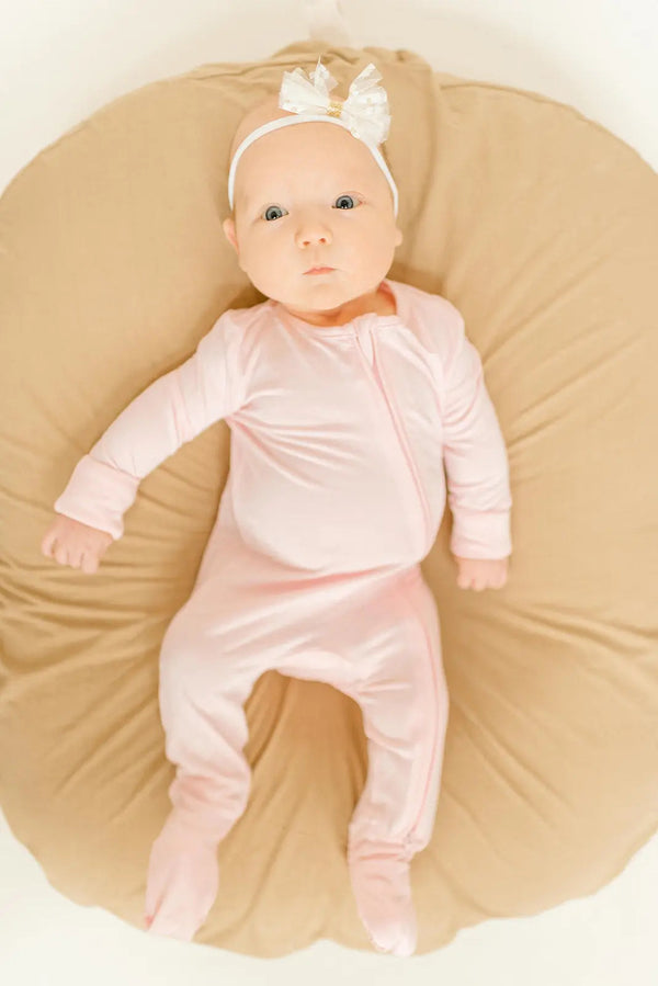 Bamboo Baby Clothes - Convertible Jumpsuit 0-3 Months - Baby Pink - MOOGCO Baby