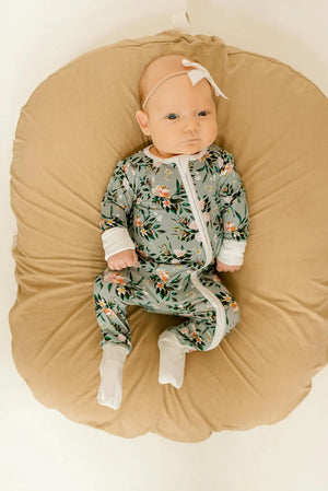 Bamboo Baby Clothes - Convertible Jumpsuit 0-3 Months - Botanical - MOOGCO Baby
