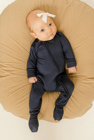 Bamboo Baby Clothes - Convertible Jumpsuit 0-3 Months - Navy Blue