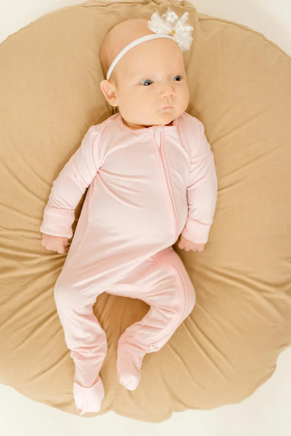 Bamboo Baby Clothes - Convertible Jumpsuit 0-3 Months - Baby Pink - MOOGCO Baby