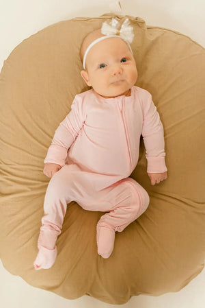 Bamboo Baby Clothes - Convertible Jumpsuit 0-3 Months - Baby Pink - MOOGCO Baby