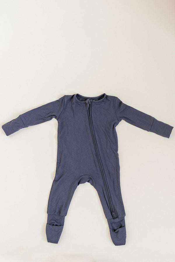 Bamboo Baby Clothes - Convertible Jumpsuit 0-3 Months - Navy Blue