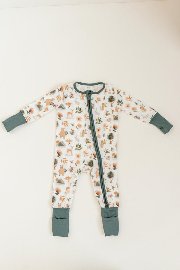 Bamboo Baby Clothes - Convertible Jumpsuit 0-3 Months - Forest