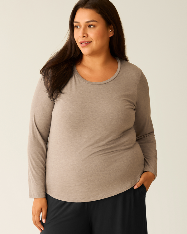 Bamboo Maternity & Nursing Long Sleeve T-shirt | Wheat - MOOGCO Baby