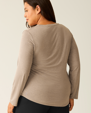 Bamboo Maternity & Nursing Long Sleeve T-shirt | Wheat - MOOGCO Baby