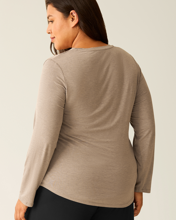 Bamboo Maternity & Nursing Long Sleeve T-shirt | Wheat - MOOGCO Baby