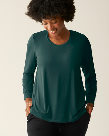 Bamboo Maternity & Nursing Long Sleeve T-shirt | Evergreen - MOOGCO Baby