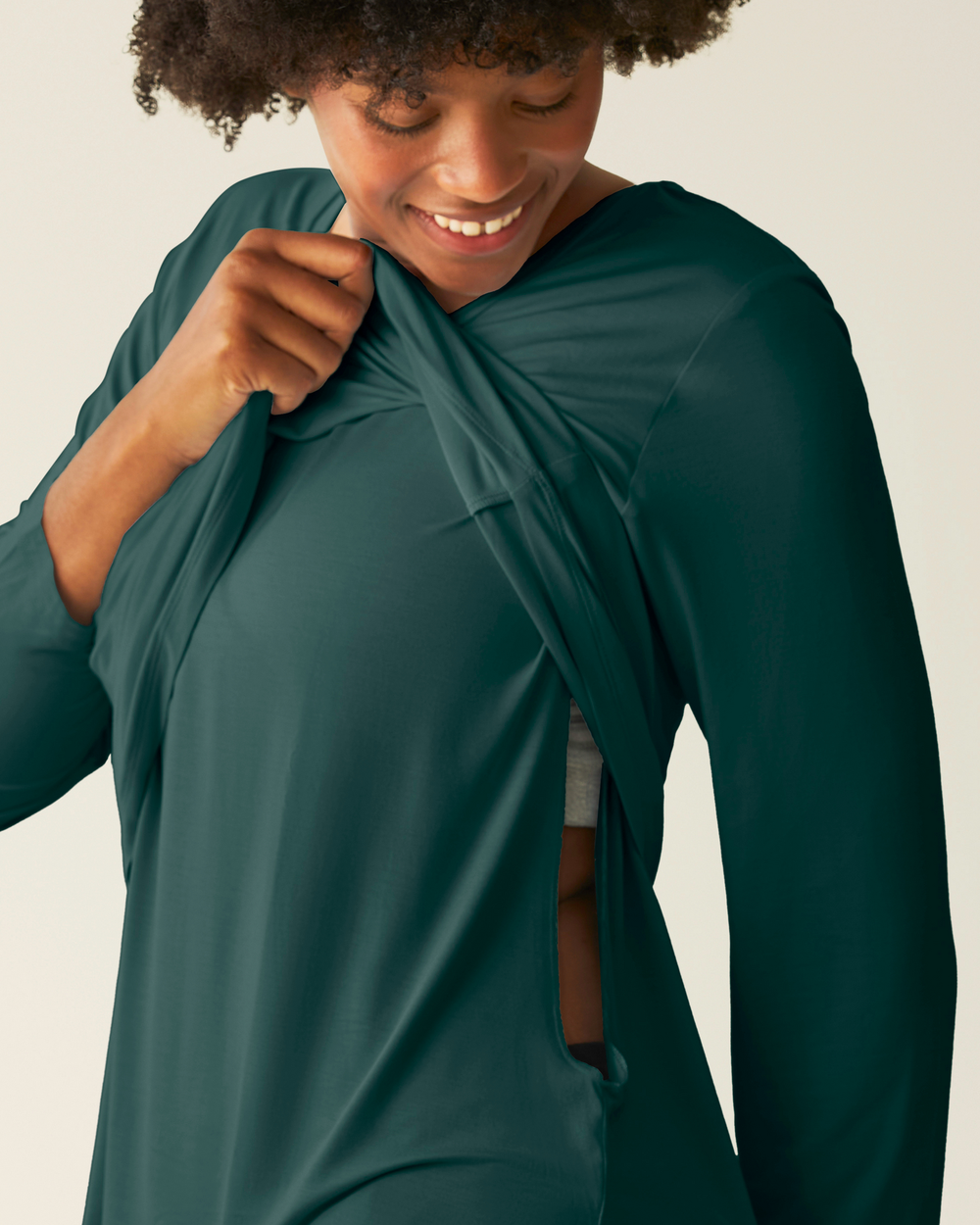 Bamboo Maternity & Nursing Long Sleeve T-shirt | Evergreen - MOOGCO Baby