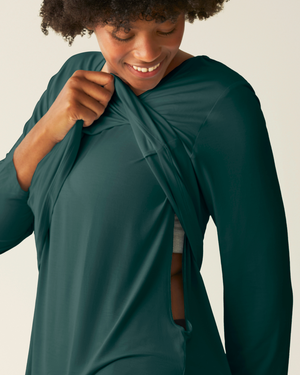 Bamboo Maternity & Nursing Long Sleeve T-shirt | Evergreen - MOOGCO Baby