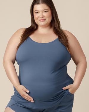 Bamboo Lounge Around Nursing Tank | Slate Blue - MOOGCO Baby