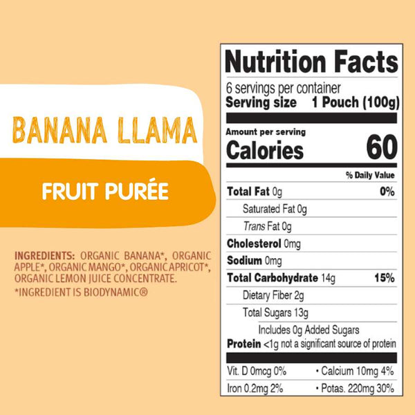 Holle Baby Food Pouches - Organic Fruit Puree - Banana Llama