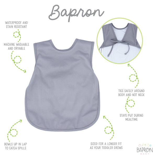 Solid Slate Minimalist Bapron for babies, showcasing a sleek design from angle 4. Perfect for mess-free mealtime.