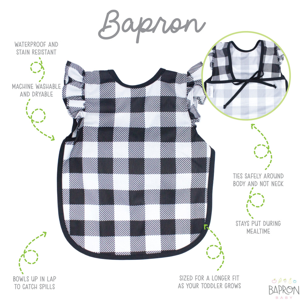White Buffalo Plaid Flutter Bapron