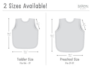 Solid light gray minimalist bapron for babies, angled view showcasing its sleek design and functionality.