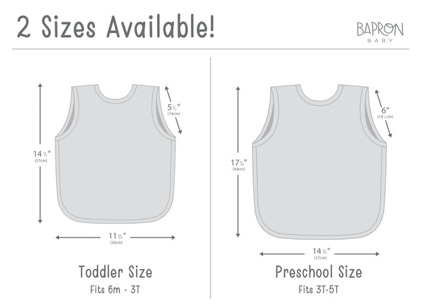Solid light gray minimalist bapron for babies, angled view showcasing its sleek design and functionality.