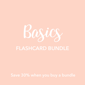 "Basics Flashcards Bundle for babies, featuring colorful educational cards in an engaging puzzle format."